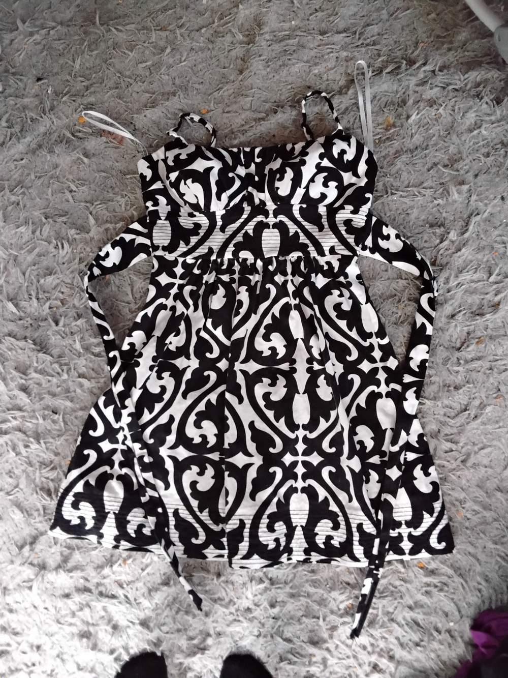 B. Smart Black & White Patterned Sundress for Girls